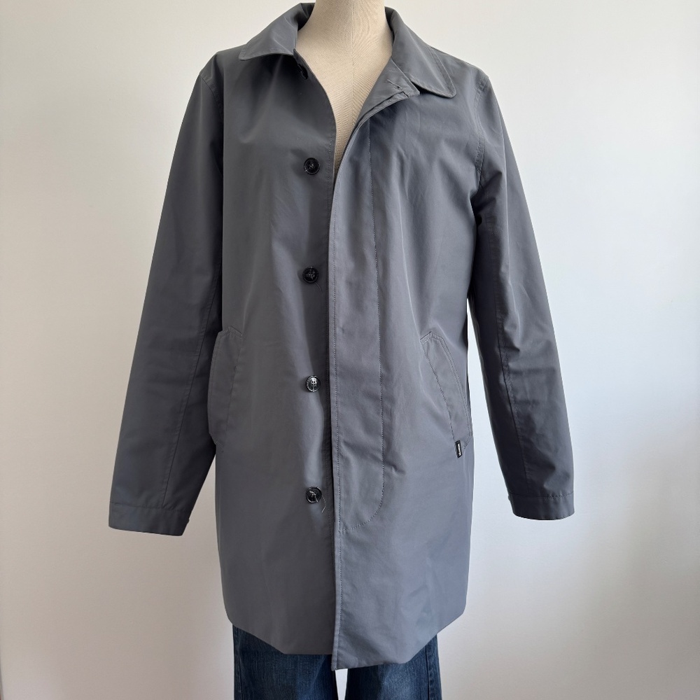 Matinique - Grey/Blue  Miles Mac Jacket Mens  3/4 Length Coat